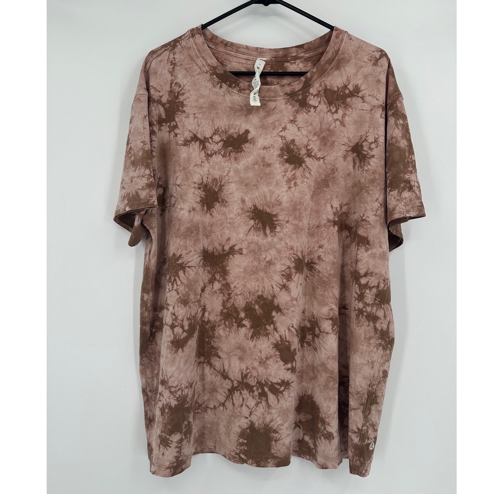 Lululemon All Yours Tee Earth Color Sand Wash Tie Dye Brown Pima Cotton Size 12 - Picture 2 of 6